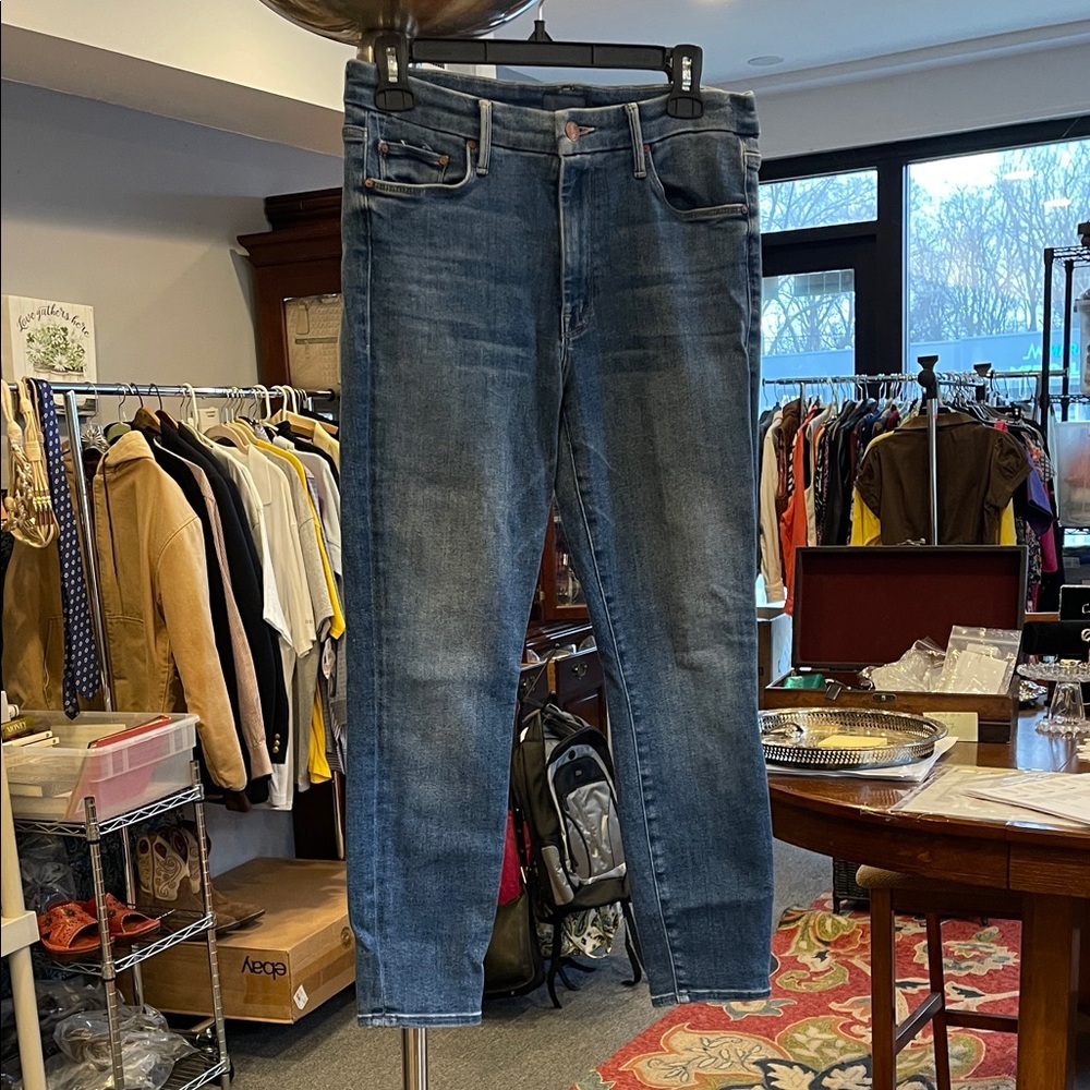 Mother The Looker Crop Skinny Jeans Size 30 Blue Wash Normcore medium rise